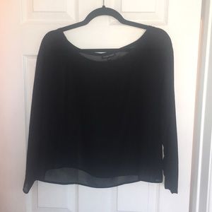 Eileen Fisher Sheer Black 100% Silk Blouse